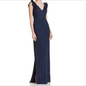 “AIDAN MATTOX” Knit Shimmer Stripe Gown